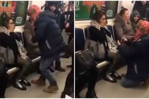 Bakı metrosunda oğlan diz çöküb sevgilisinə evlilik təklifi etdi - VİDEO